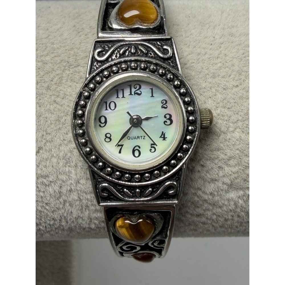 White Stag WS60600W New Battery Ladies MOP Watch Tiger's Eye 20MM 6.75"